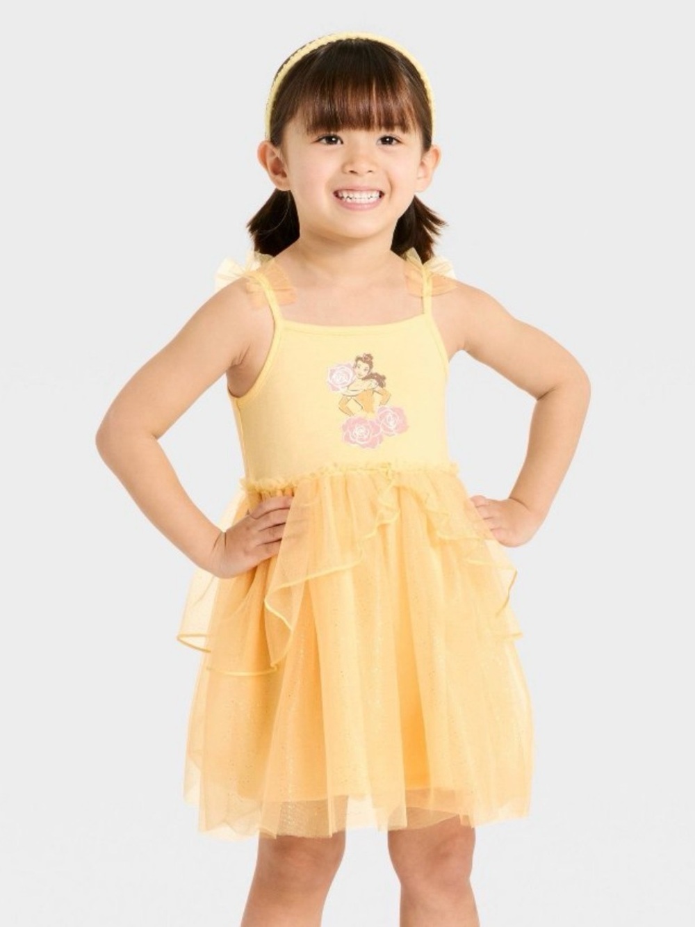 Disney Girls Yellow Belle Tulle Dress